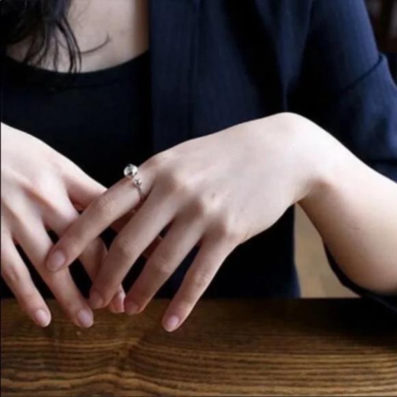 925 STERLING SILVER BEAD BALL ADJUSTABLE RING, CUTE RING, SHINY RING. - Picture 6 of 7